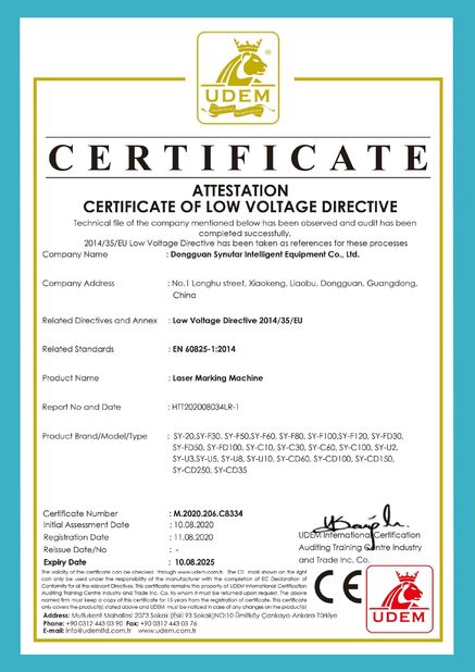 Chiny Dongguan Synutar Intelligent Equipment Co., Ltd. Certyfikaty