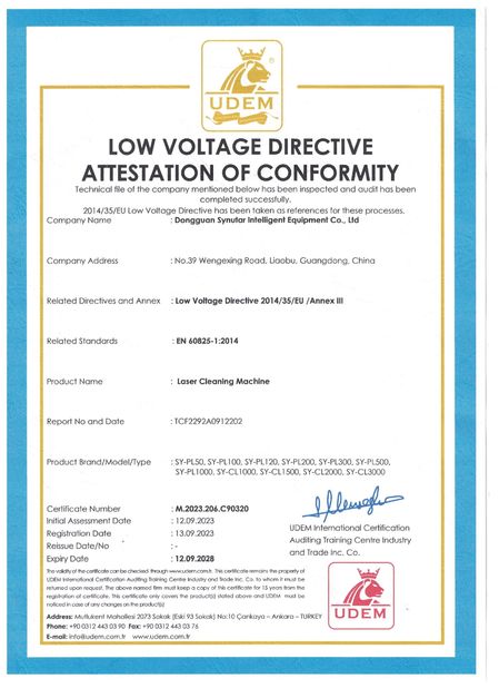 Chiny Dongguan Synutar Intelligent Equipment Co., Ltd. Certyfikaty