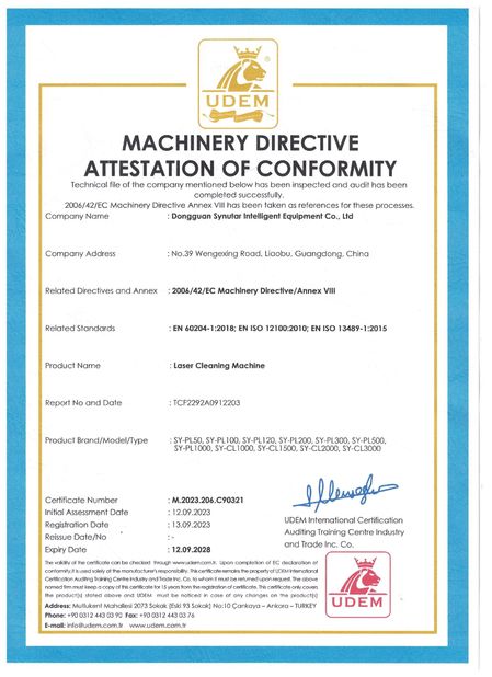 Chiny Dongguan Synutar Intelligent Equipment Co., Ltd. Certyfikaty